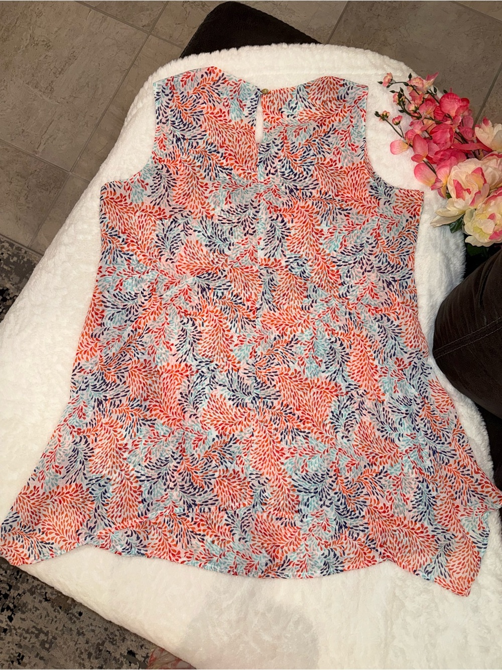 3 x 20$ Fever Coral Navy Aqua Printed Sleeveless Camisole Size S - Picture 5 of 6